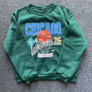 Dark Green Basketball Crewneck, Shein, Size M ( US 6, EU 38 )